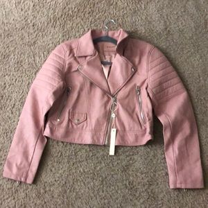 Pink Moto Jacket Real Leather